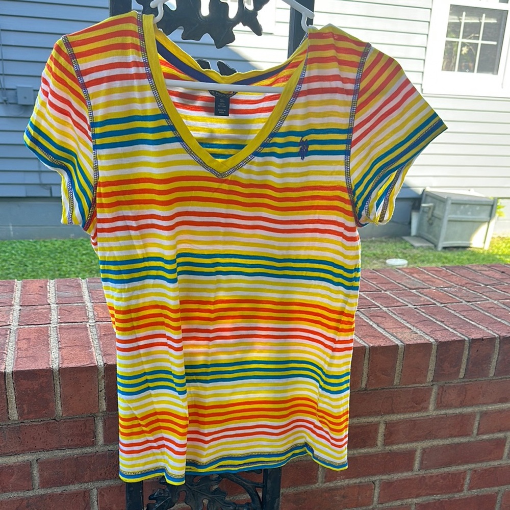 Ralph Lauren Yellow and Orange Fitted Short Sleeve T-Shirt